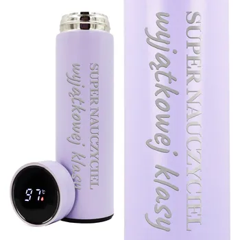 Termohrnek TERMOHRNEK FIALOVÝ S LED DISPLEJEM DÁREK DEN UČITELŮ GRAVÍROVÁNÍ