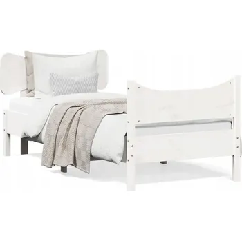 Postel Bílá postel z masivního borovicového dřeva 195,5 x 80,5 x 81 cm