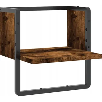 police Nástěnná police s tyčí, dřevotřískový materiál, kouřový dub