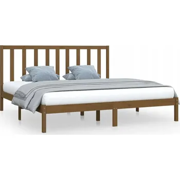 Postel Rám postele z masivního borovicového dřeva 200x200 cm, medově hnědá, 205,5x205,5x