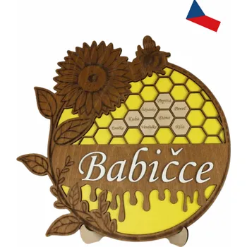 Dřevěná hračka JH WoodArt Slunečnicová dekorace se jmény (Jedinečný dárek)