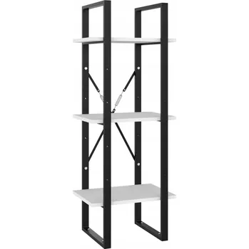 Knihovna Regál na knihy industriální, bílý, 40 x 30 x 105 cm, dřevotříska/kov