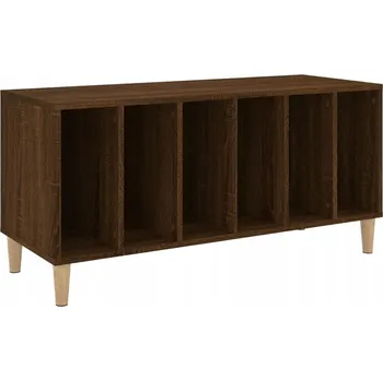 Komoda Skříňka na vinylové desky z eukalyptového dřeva, hnědý dub, 100x38x48 cm