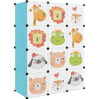 Knihovna Kostkový regál pro děti z PP panelů a ocelového rámu, modrý, 110x46,5x