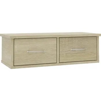 police Závěsná nástěnná police se 2 zásuvkami, dub sonoma, 60x26x18,5 cm