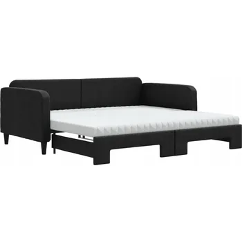Pohovka Černá lenoška 2v1 s pěnovými matracemi, 223 x 110 x 75 cm