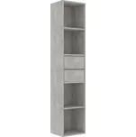 Minimalistický regál Betonově šedý 36x30x171 cm se 4 policemi a 2 zásuvkami