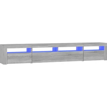 Televizní stolek TV stolek LED RGB z materiálu na bázi dřeva, Šedý dub Sonoma, 240x35x40
