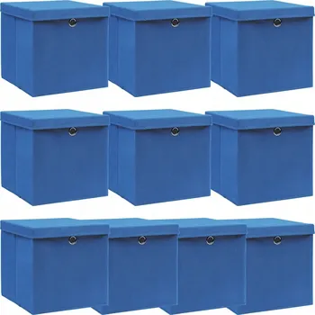 Úložný box Skládací Úložné Boxy s Víkem, Modré, 32x32x32 cm