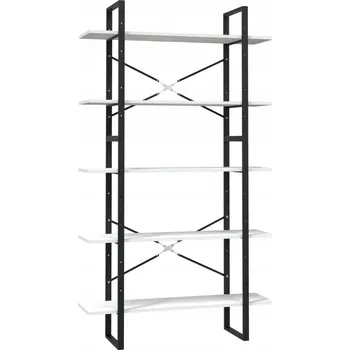 Knihovna Regál na knihy industriální bílý, borovicové dřevo a kov, 100x30x105 cm