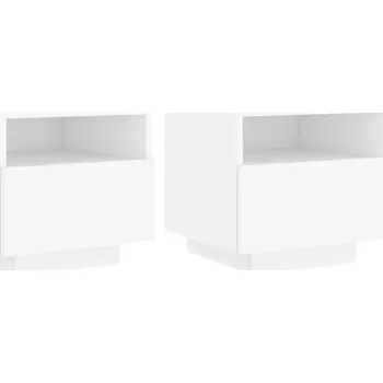 Noční stolek Noční stolek s RGB LED osvětlením, bílý, 40 x 39 x 37 cm