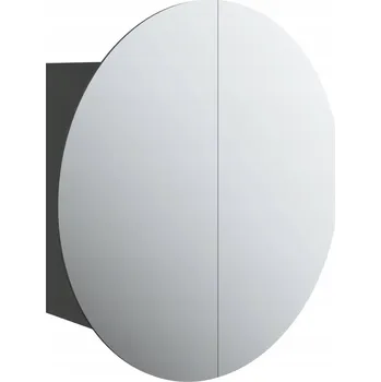 Koupelnový nábytek Koupelnová skříňka s kulatým LED zrcadlem, USB, černá, 47x47x17,5 cm