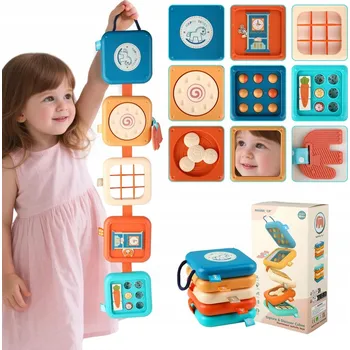 EDUKAČNÍ MANIPULAČNÍ KOSTKA SENZORICKÁ INTERAKTIVNÍ 8V1 MONTESSORI 12M+