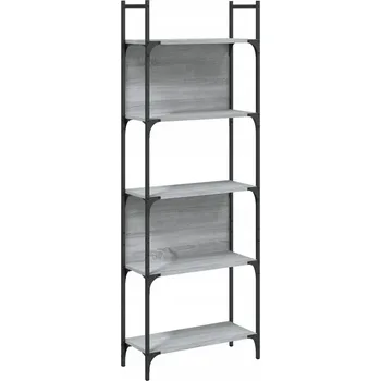 Knihovna Regál na knihy s otevřenými policemi, šedý dub sonoma, 60,5x24x166,5 cm