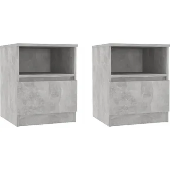 Noční stolek Noční Stolek se zásuvkou a policí, barva šedá Betonu, 40x40x50 cm