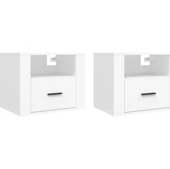 Noční stolek Závěsný Noční Stolek z Dřevotřísky, Bílý, 50x36x40 cm