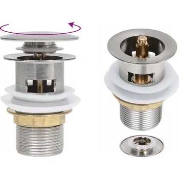 Sifon Zátka Klik-Klak s přepadem 6,4x6,4x9,1 cm Stříbrná Zinek/Mosaz