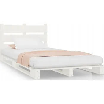 Postel Bílý dřevěný rám postele z masivního borovicového dřeva 200 x 90 x 80 cm