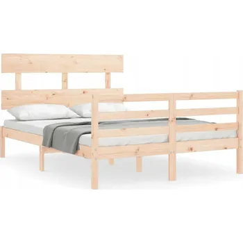 Postel Dřevěná postel z borovicového dřeva 195,5 x 125,5 x 81 cm, neošetřená, s čelem