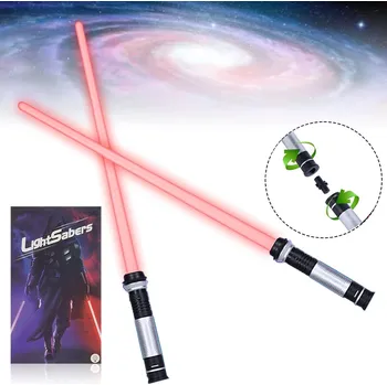 Dětská zbraň 2x SVĚTELNÝ MEČ LED 80 cm ČERVENÝ Zvuky a SVĚTLO pro DĚTI