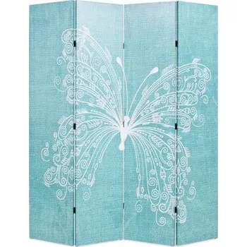 Paraván Paraván s potiskem, Jedlové dřevo, modrý, 160 x 170 cm