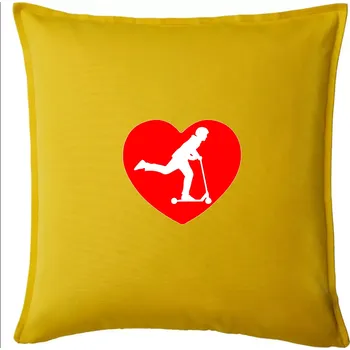 Polštář Koloběžka srdce - Polštář 50x50 - 50x50 - Pouze potah ( Žlutá )
