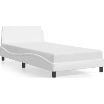 Postel Rám postele s čelem, bílý, 218 x 105 x 74,5 cm, umělá kůže