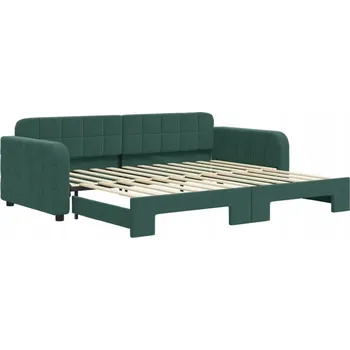 Pohovka Rozkládací lenoška/pohovka tmavě zelená sametová 224 x 100 x 71 cm