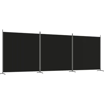 Paraván Paraván skládací z látky a železa, 525x180 cm, černý