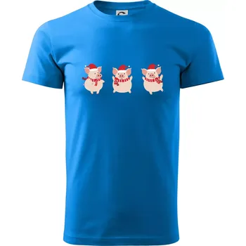 Pánské tričko Vánoční prasátka - Klasické pánské triko vyšší gramáže - S ( Snorkel blue )