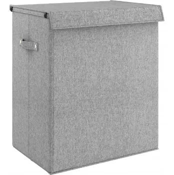 Koš na prádlo Koš na prádlo s úchyty, 2 sekce, skládací, šedý, 51x34,5x59 cm