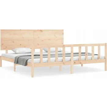 Postel Dřevěná borovicová postel 205,5 x 185,5 x 82,5 cm, neošetřená