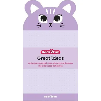 Samolepicí bloček - Kotě, 60 listů, 90 g, tečky, fialový