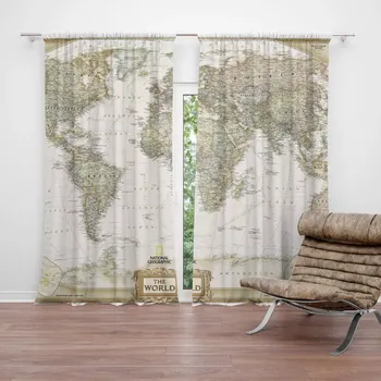 Závěs Sablio Závěs Mapa světa: 2ks 140x250cm