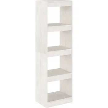 Knihovna Regál, dělicí stěna na knihy z masivního borovicového dřeva, bílý, 40x30x135,5 cm