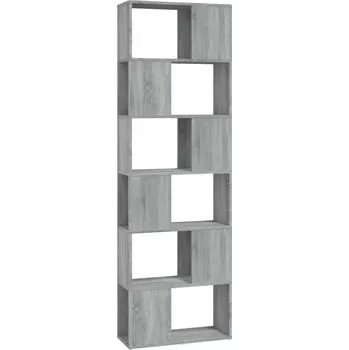 Knihovna Knihovna s 6 policemi, šedá dub sonoma, 60 x 24 x 186 cm