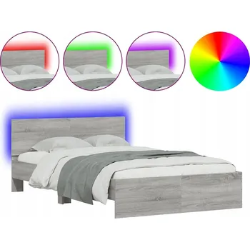 Postel Rám postele s LED podsvícením šedý dub sonoma 193 x 140 x 70 cm