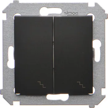 vypínač Vypínač střídavý 2 násobný, s orientačním LED podsvětlením, řazení, Simon 54 DW6/2L.01/49, černá metalizovaná