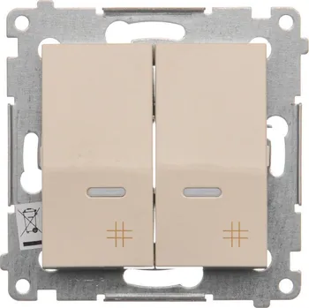 vypínač Vypínač křížový 2 násobný, s podsvětlením, řazení 7So+7So, 10 AX / 230 V~,, Simon 54 DW7/2L.01/41, krémová