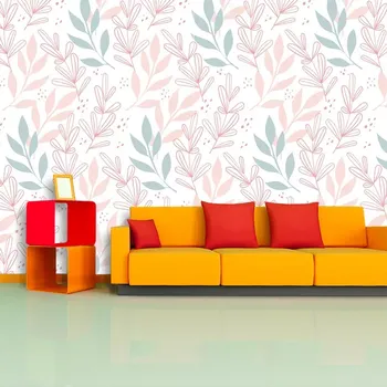 Tapeta Sablio Tapeta Růžové a modré lístky - 125x75 cm