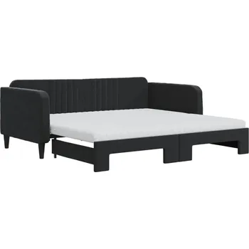 Pohovka Rozkládací pohovka 2 v 1 se sametovým potahem, černá, 213 x 100 x 75 cm