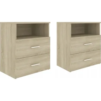 Noční stolek Noční stolek se dvěma zásuvkami a poličkou, dub sonoma, 50x32x60 cm