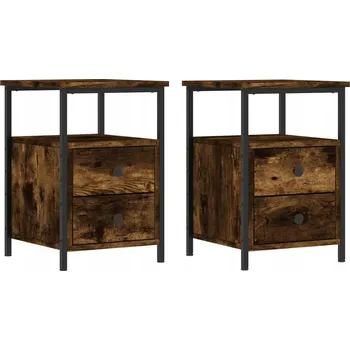 Noční stolek Noční stolek industriální styl, kouřový dub, 34x35,5x50 cm, dřevotříska/