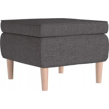 Taburet Podnožka s dřevěnými nohami, Barva tmavě šedá, 52x52x42 cm