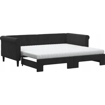 Pohovka Černá pohovka 2 v 1 s funkcí spaní, rozměry 219 x 100 x 68 cm