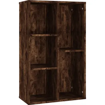 Knihovna Regál Knihovna s 5 Přihrádkami, Kouřový Dub, 50x25x80 cm
