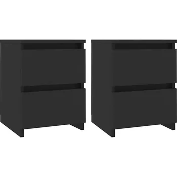 Noční stolek Noční stolek z materiálu na bázi dřeva, 2 zásuvky, 30x30x40 cm, černý