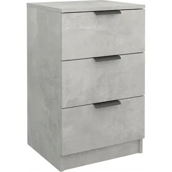 Noční stolek Noční stolek se 3 zásuvkami, na bázi dřeva, betonu šedá, 40x36x65 cm