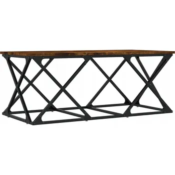 Konferenční stolek Konferenční stolek z dřevotřísky, kovový rám, kouřový dub,