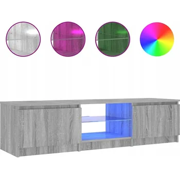 Televizní stolek TV stolek s RGB LED osvětlením, Materiál na bázi dřeva, Tvrzené Sklo